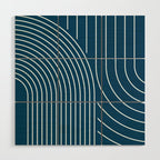 Geometric Lines in night Blue 16 (Rainbow Abstract) Wood Wall Art Gallery Image 1