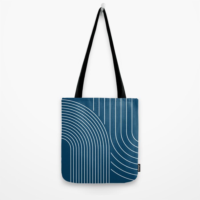 Geometric Lines in night Blue 16 (Rainbow Abstract) Tote Bag Gallery Image 2