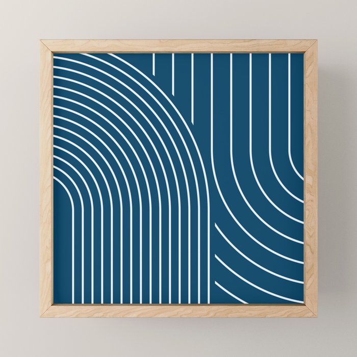 Geometric Lines in night Blue 16 (Rainbow Abstract) Mini Art Print Gallery Image 1
