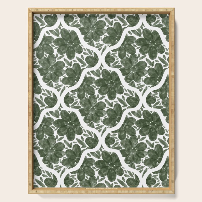 Green Petals Oasis Motif Serving Tray Gallery Image 1