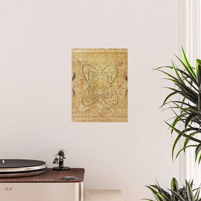 French Aubusson Vintage Rug Print Poster Gallery Image 2