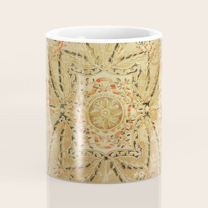French Aubusson Vintage Rug Print Coffee Mug Gallery Image 4