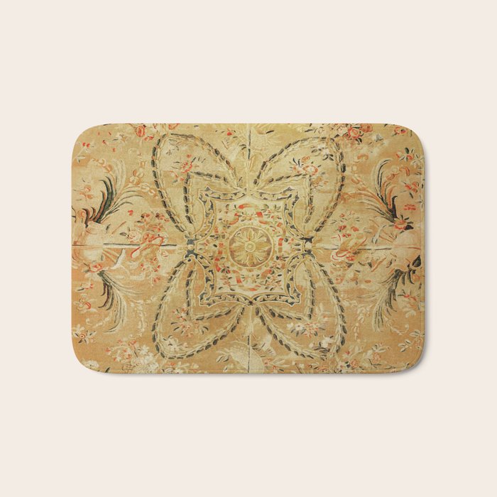 French Aubusson Vintage Rug Print Bath Mat Gallery Image 1