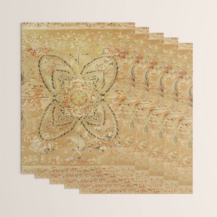 French Aubusson Vintage Rug Print Wrapping Paper Gallery Image 3