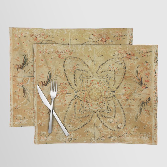 French Aubusson Vintage Rug Print Placemat Gallery Image 1
