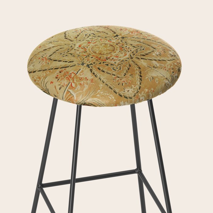 French Aubusson Vintage Rug Print Stool Gallery Image 2