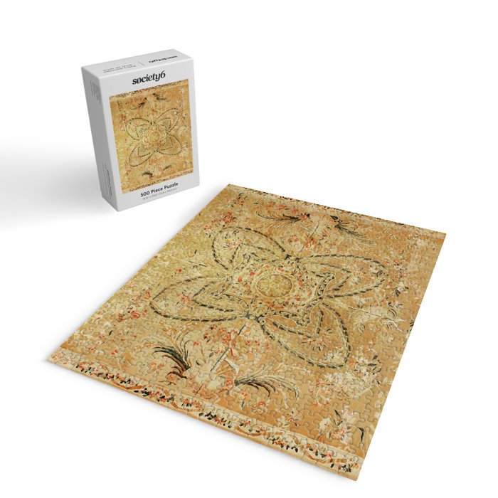 French Aubusson Vintage Rug Print Jigsaw Puzzle Gallery Image 2