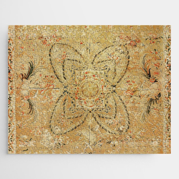 French Aubusson Vintage Rug Print Jigsaw Puzzle Gallery Image 1