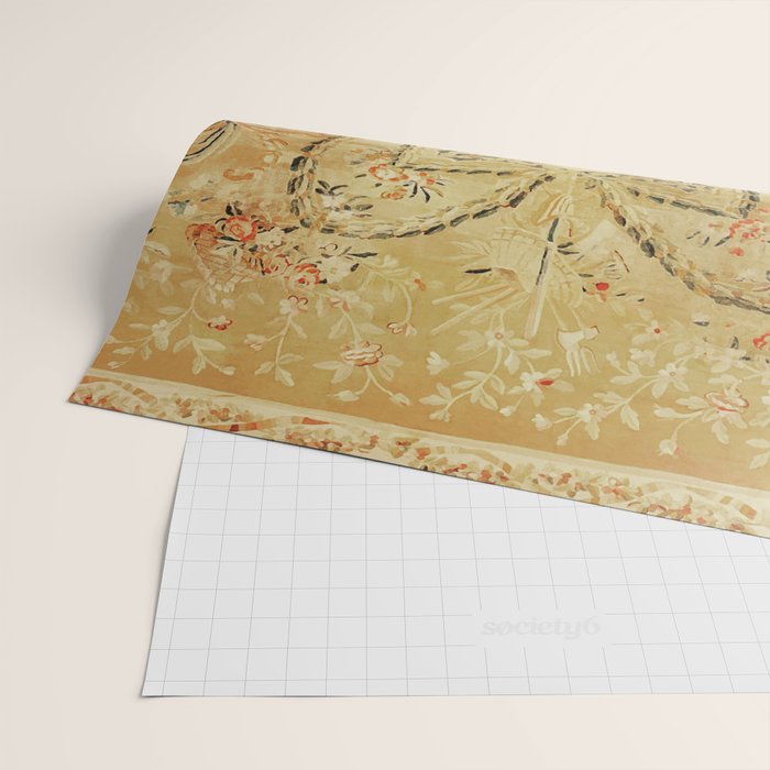 French Aubusson Vintage Rug Print Wrapping Paper Gallery Image 2