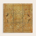 French Aubusson Vintage Rug Print Wood Wall Art Gallery Image 1