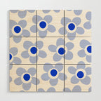 Light Blue Maisie Flowers Cheerful Floral Pattern on White Wood Wall Art Gallery Image 1