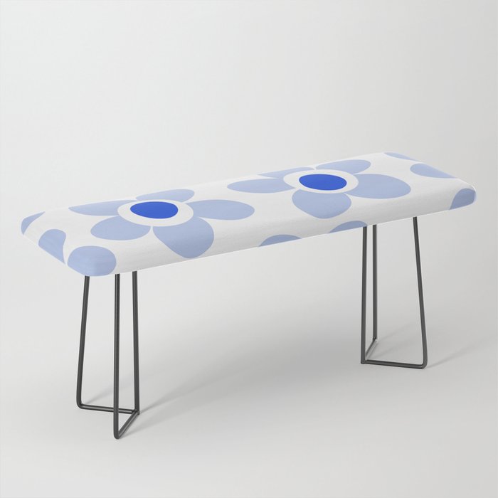 Light Blue Maisie Flowers Cheerful Floral Pattern on White Bench Gallery Image 1