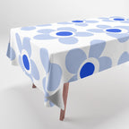 Light Blue Maisie Flowers Cheerful Floral Pattern on White Tablecloth Gallery Image 1