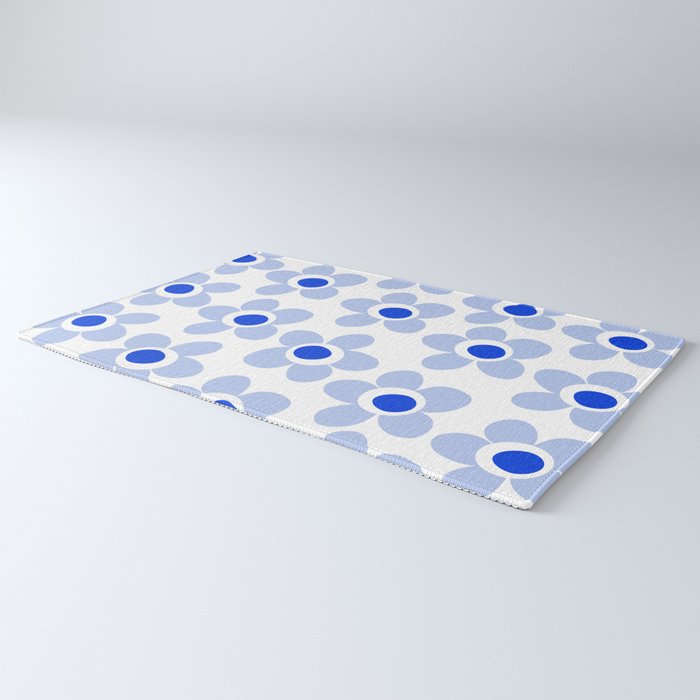Light Blue Maisie Flowers Cheerful Floral Pattern on White Rug Gallery Image 3