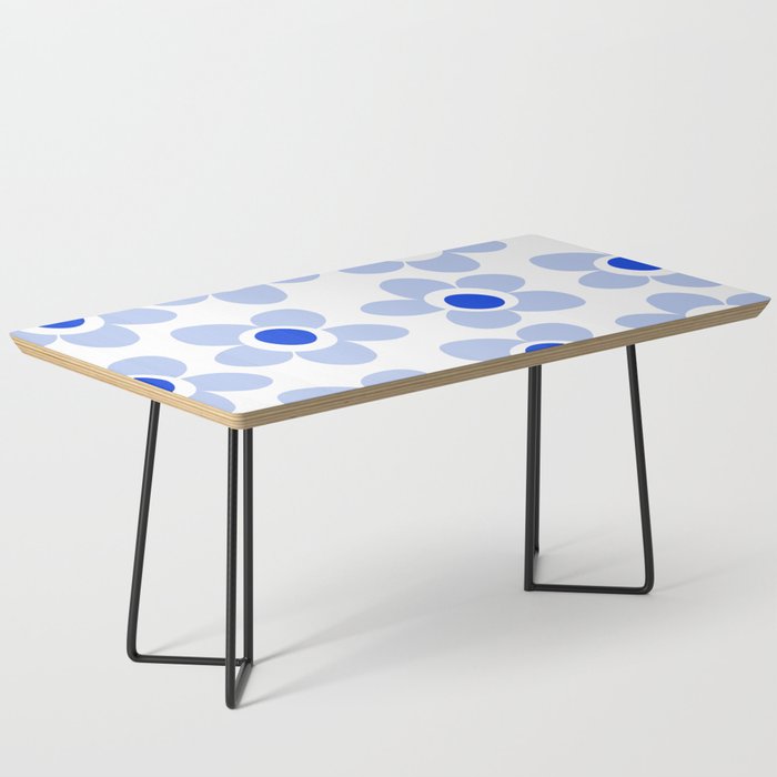 Light Blue Maisie Flowers Cheerful Floral Pattern on White Coffee Table Gallery Image 1