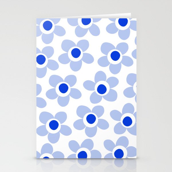 Light Blue Maisie Flowers Cheerful Floral Pattern on White Stationery Card Gallery Image 1
