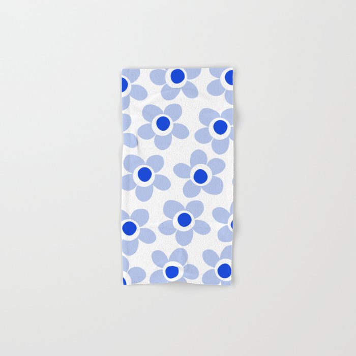 Light Blue Maisie Flowers Cheerful Floral Pattern on White Bath Towel Gallery Image 1