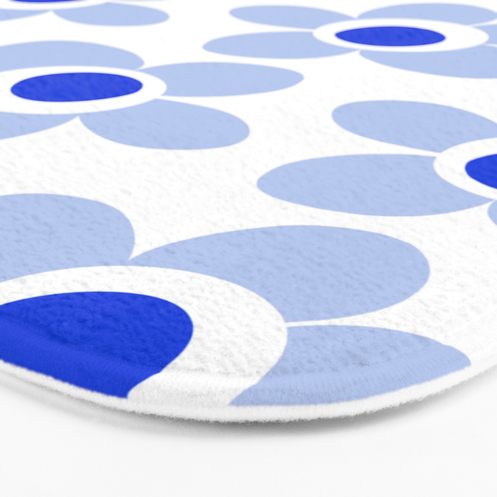 Light Blue Maisie Flowers Cheerful Floral Pattern on White Bath Mat Gallery Image 3