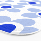 Light Blue Maisie Flowers Cheerful Floral Pattern on White Bath Mat Gallery Image 3