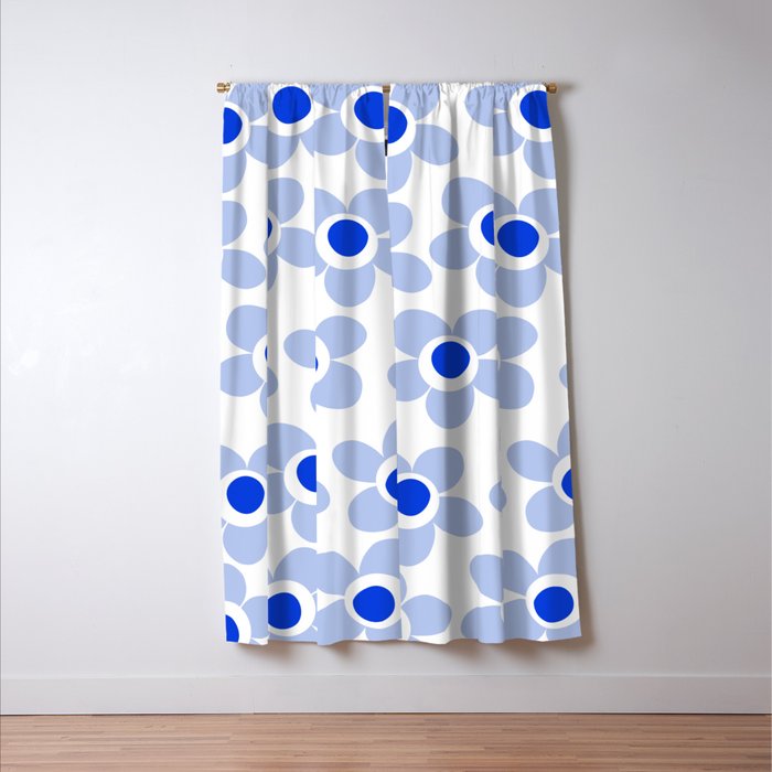 Light Blue Maisie Flowers Cheerful Floral Pattern on White Window Curtain Gallery Image 3