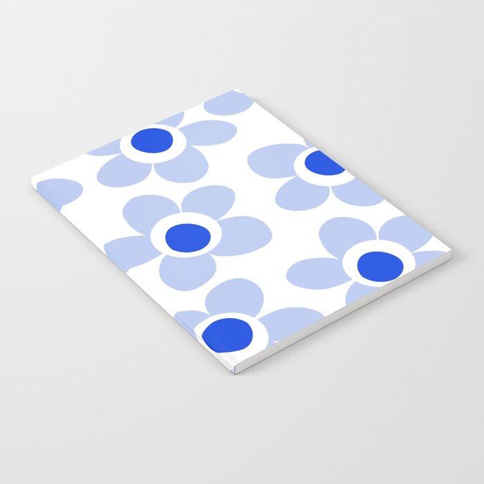 Light Blue Maisie Flowers Cheerful Floral Pattern on White Notebook Gallery Image 1