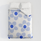 Light Blue Maisie Flowers Cheerful Floral Pattern on White Comforter Gallery Image 6