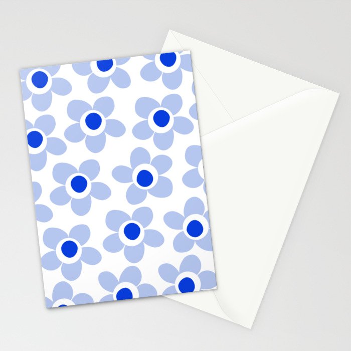 Light Blue Maisie Flowers Cheerful Floral Pattern on White Stationery Card Gallery Image 2