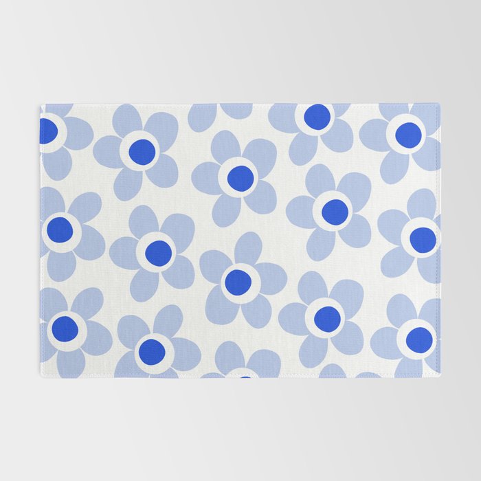 Light Blue Maisie Flowers Cheerful Floral Pattern on White Rug Gallery Image 2