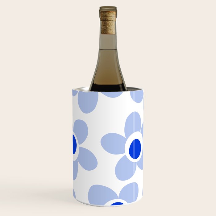 Light Blue Maisie Flowers Cheerful Floral Pattern on White Wine Chiller Gallery Image 1