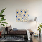 Light Blue Maisie Flowers Cheerful Floral Pattern on White Wood Wall Art Gallery Image 2