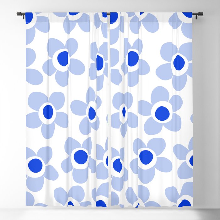Light Blue Maisie Flowers Cheerful Floral Pattern on White Window Curtain Gallery Image 1