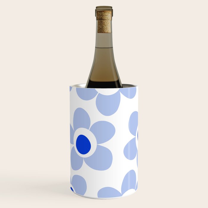 Light Blue Maisie Flowers Cheerful Floral Pattern on White Wine Chiller Gallery Image 3