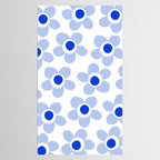 Light Blue Maisie Flowers Cheerful Floral Pattern on White Tablecloth Gallery Image 2