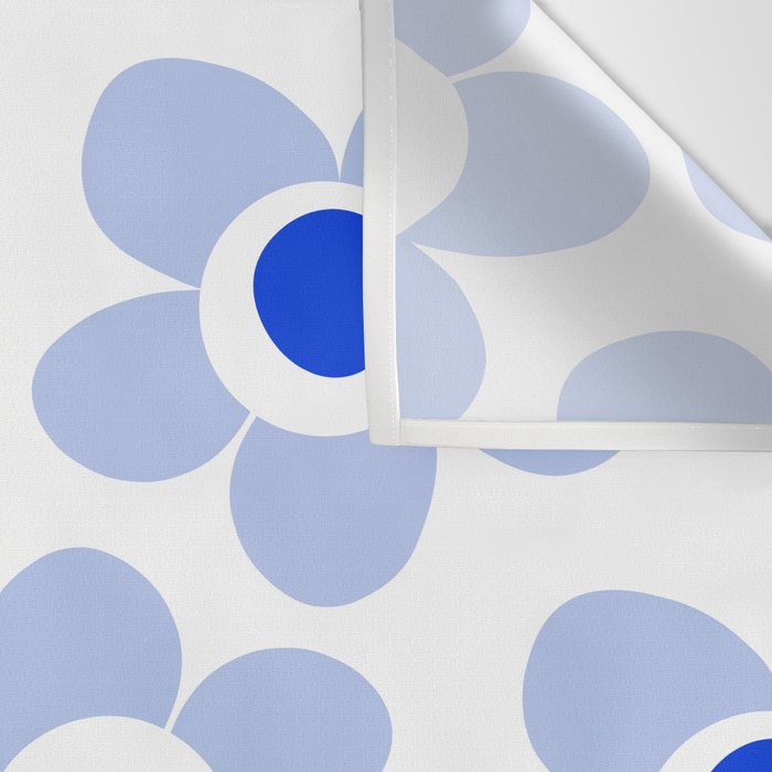 Light Blue Maisie Flowers Cheerful Floral Pattern on White Wall Tapestry Gallery Image 3