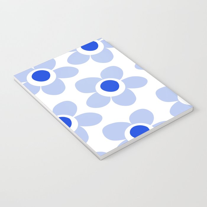 Light Blue Maisie Flowers Cheerful Floral Pattern on White Notebook Gallery Image 3