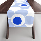 Light Blue Maisie Flowers Cheerful Floral Pattern on White Table Runner Gallery Image 1
