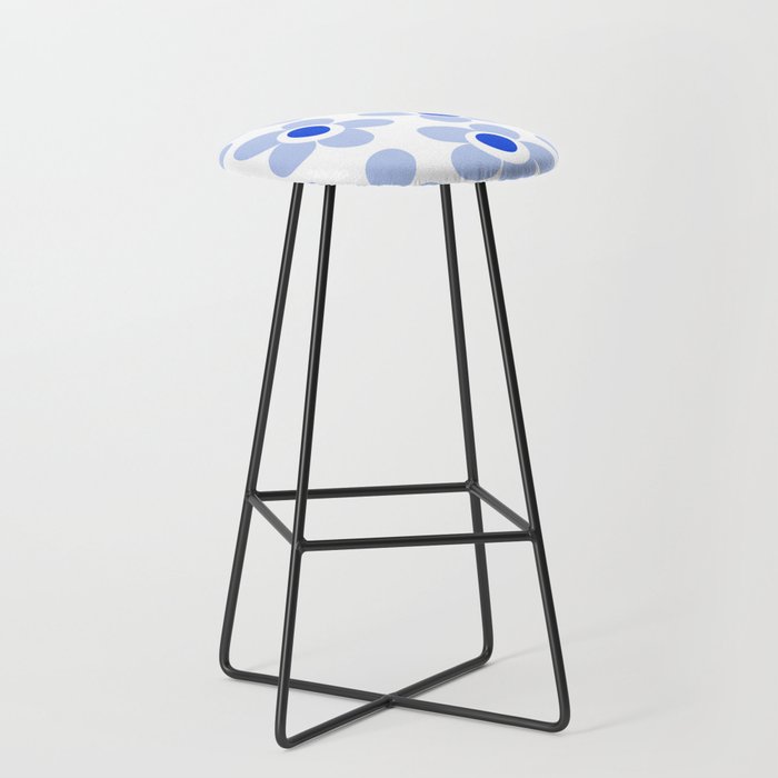 Light Blue Maisie Flowers Cheerful Floral Pattern on White Stool Gallery Image 1