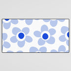 Light Blue Maisie Flowers Cheerful Floral Pattern on White Desk Mat Gallery Image 3