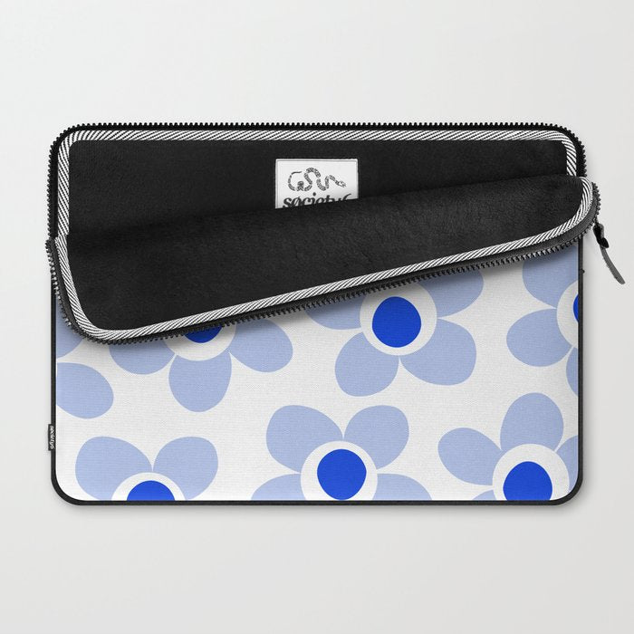 Light Blue Maisie Flowers Cheerful Floral Pattern on White Laptop Sleeve Gallery Image 2