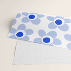 Light Blue Maisie Flowers Cheerful Floral Pattern on White Wrapping Paper Gallery Image 2