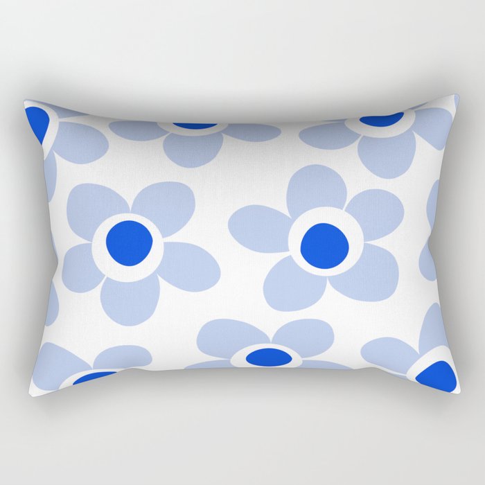 Light Blue Maisie Flowers Cheerful Floral Pattern on White Rectangular Pillow Gallery Image 1