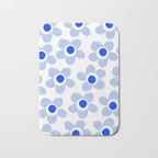 Light Blue Maisie Flowers Cheerful Floral Pattern on White Bath Mat Gallery Image 1