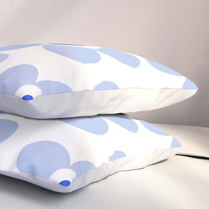 Light Blue Maisie Flowers Cheerful Floral Pattern on White Pillow Sham Gallery Image 3