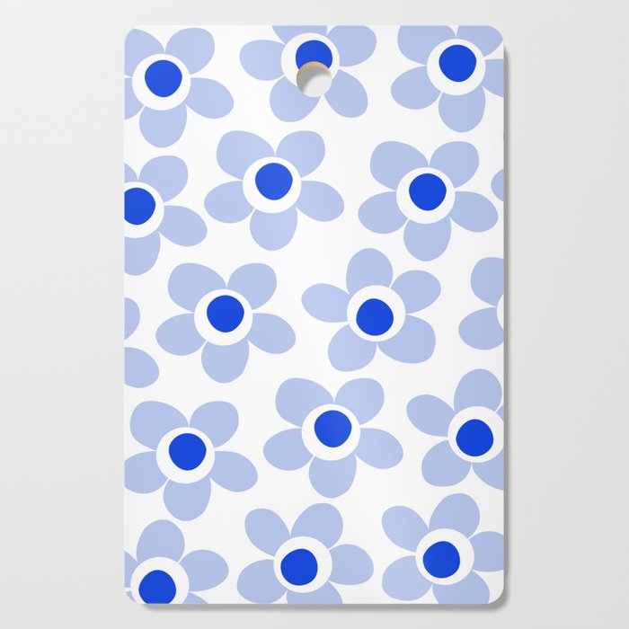 Light Blue Maisie Flowers Cheerful Floral Pattern on White Cutting Board Gallery Image 1