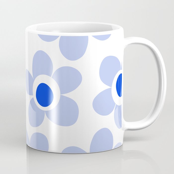 Light Blue Maisie Flowers Cheerful Floral Pattern on White Coffee Mug Gallery Image 1