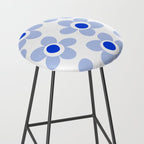 Light Blue Maisie Flowers Cheerful Floral Pattern on White Stool Gallery Image 2