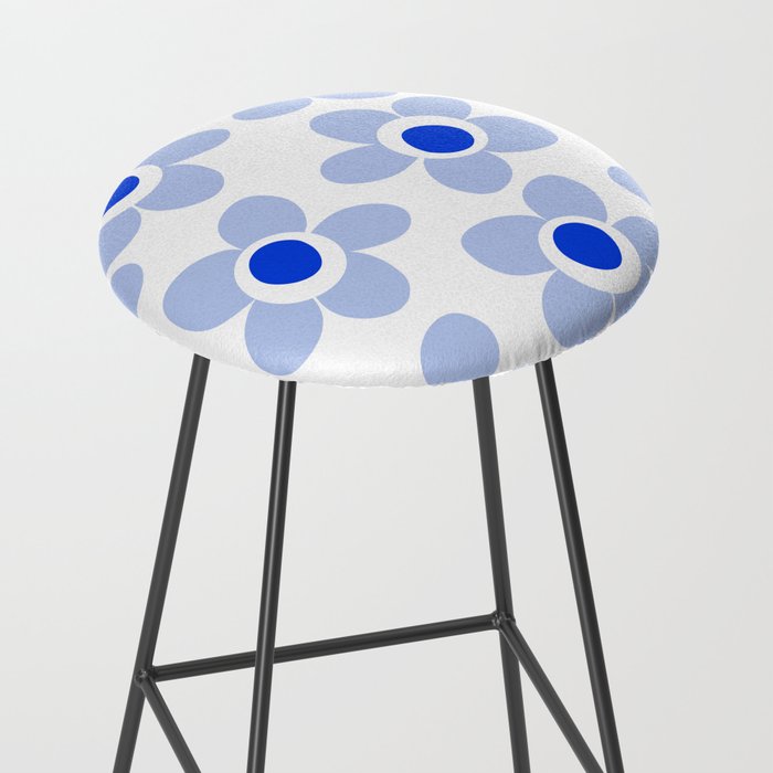 Light Blue Maisie Flowers Cheerful Floral Pattern on White Stool Gallery Image 2