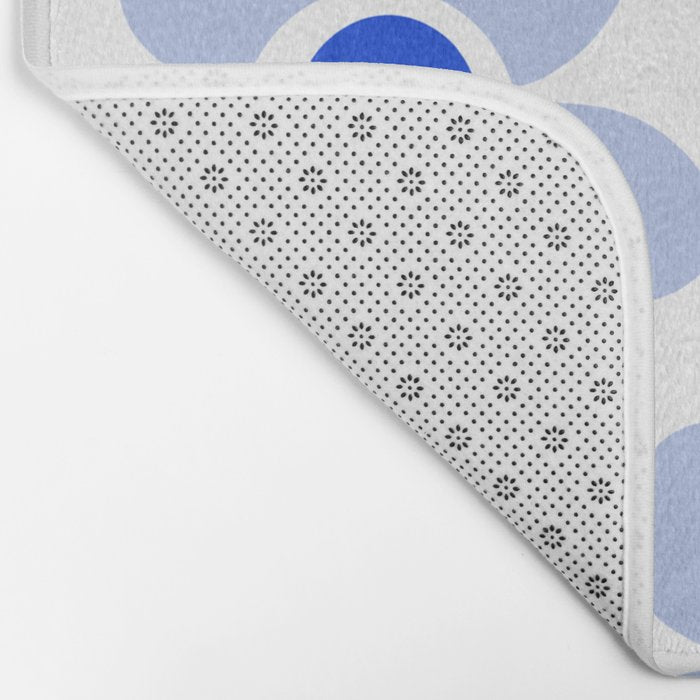 Light Blue Maisie Flowers Cheerful Floral Pattern on White Bath Mat Gallery Image 2