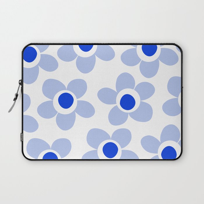 Light Blue Maisie Flowers Cheerful Floral Pattern on White Laptop Sleeve Gallery Image 1