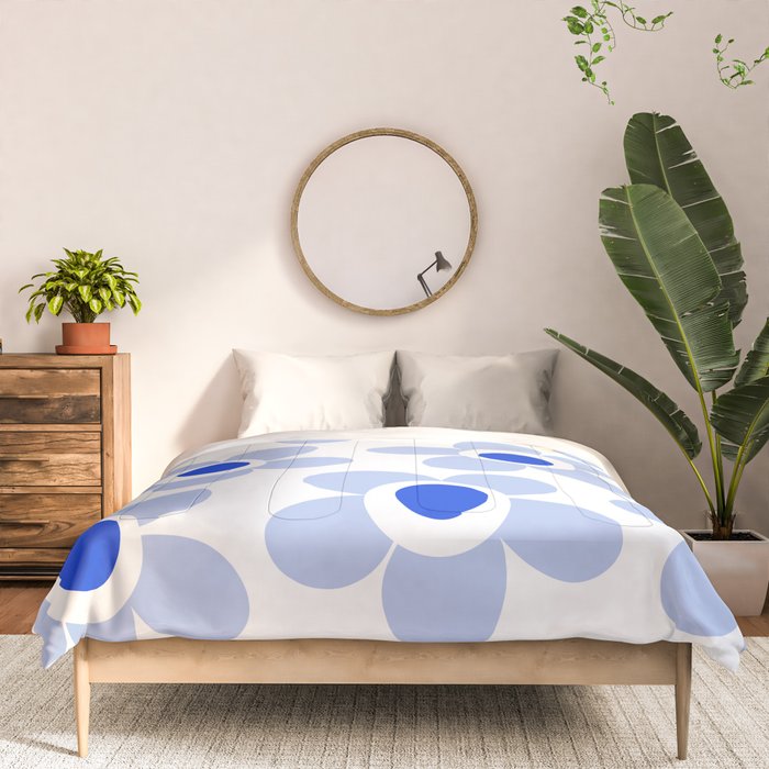 Light Blue Maisie Flowers Cheerful Floral Pattern on White Comforter Gallery Image 3